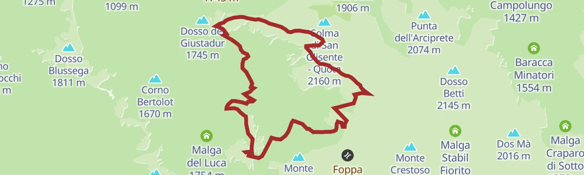 Route map: Giro ad anello dal Rifugio Elena Tironi a Rosello